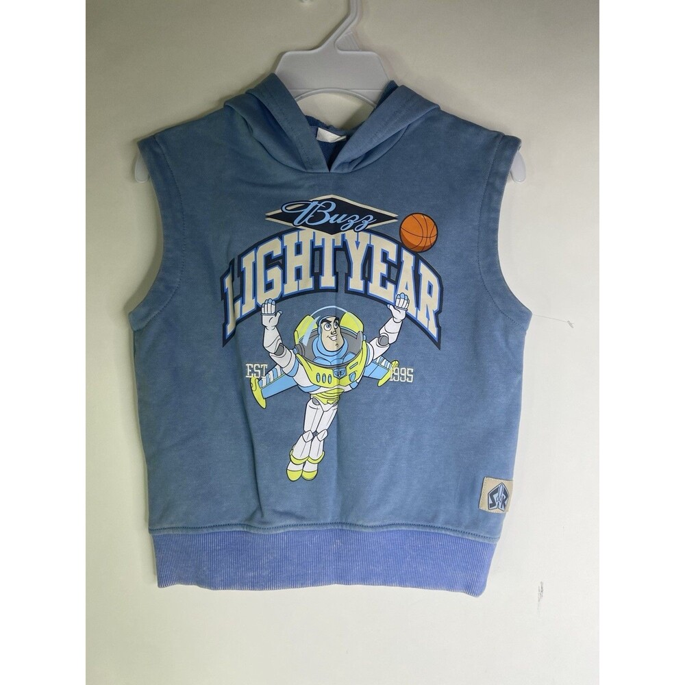Disney Toy Story Buzz Lightyear Sleeveless Tank Hooded T-Shirt Oversized Boys 3T
